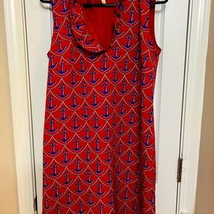 Talbots sleeveless Anchor Dress with Ruffles size 10P